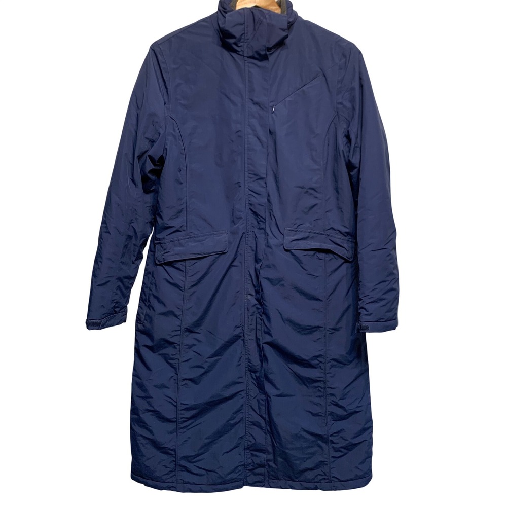 Lands End The Squall Parka Size M 10-12 Navy Blue Insulated Long Winter Coat